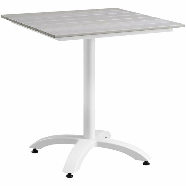 Primewir Maine Outdoor Patio Dining Table White Metal & Light Gray plywood 28 in. EEI-1514-WHI-LGR